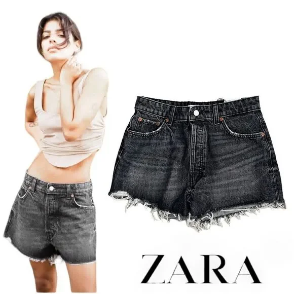 ZARA | Anthracite Gray | STRAIGHT CUT SHORTS - Picture 1 of 8